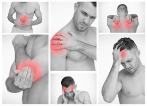 Images of man with pain shown in red